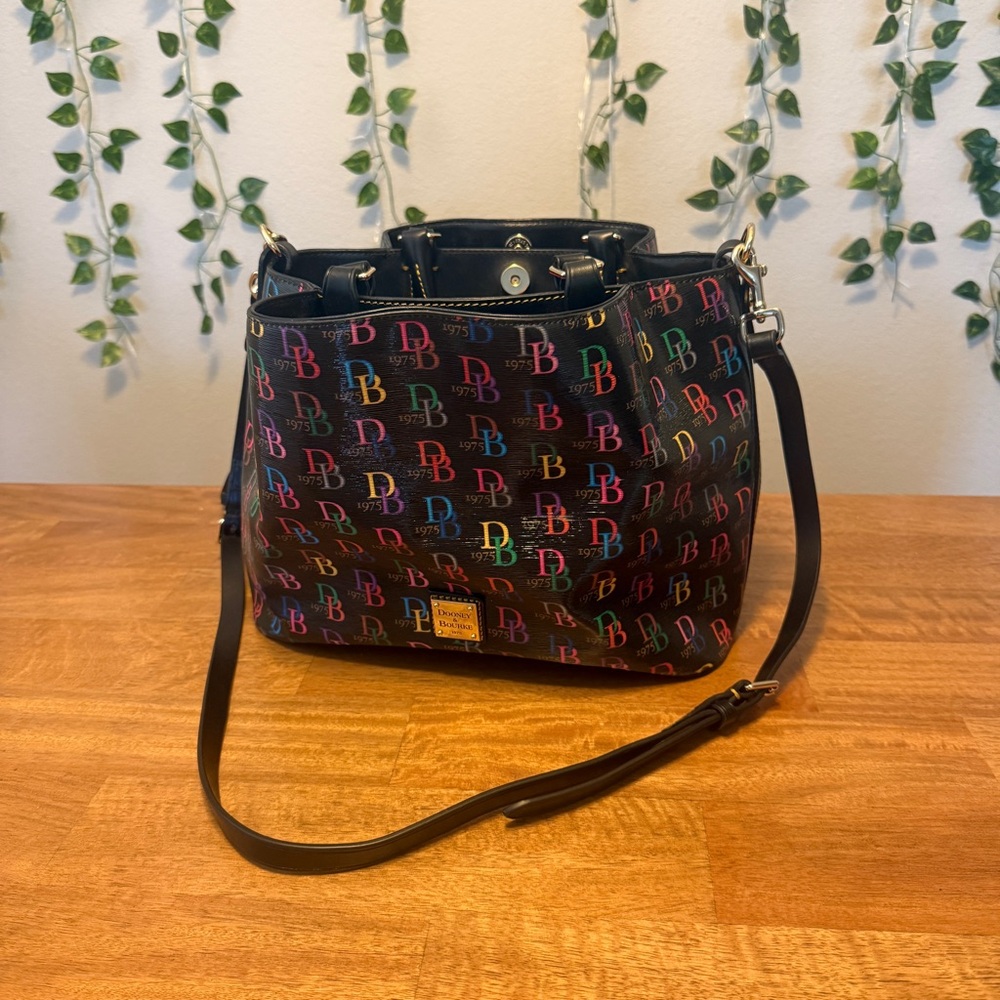 Dooney & Bourke Black Multicolor Logo Shoulder Bag
